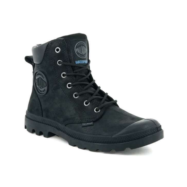 Palladium Pampa Cuff WP LUX Women's Boots Black | UK O738-HXO